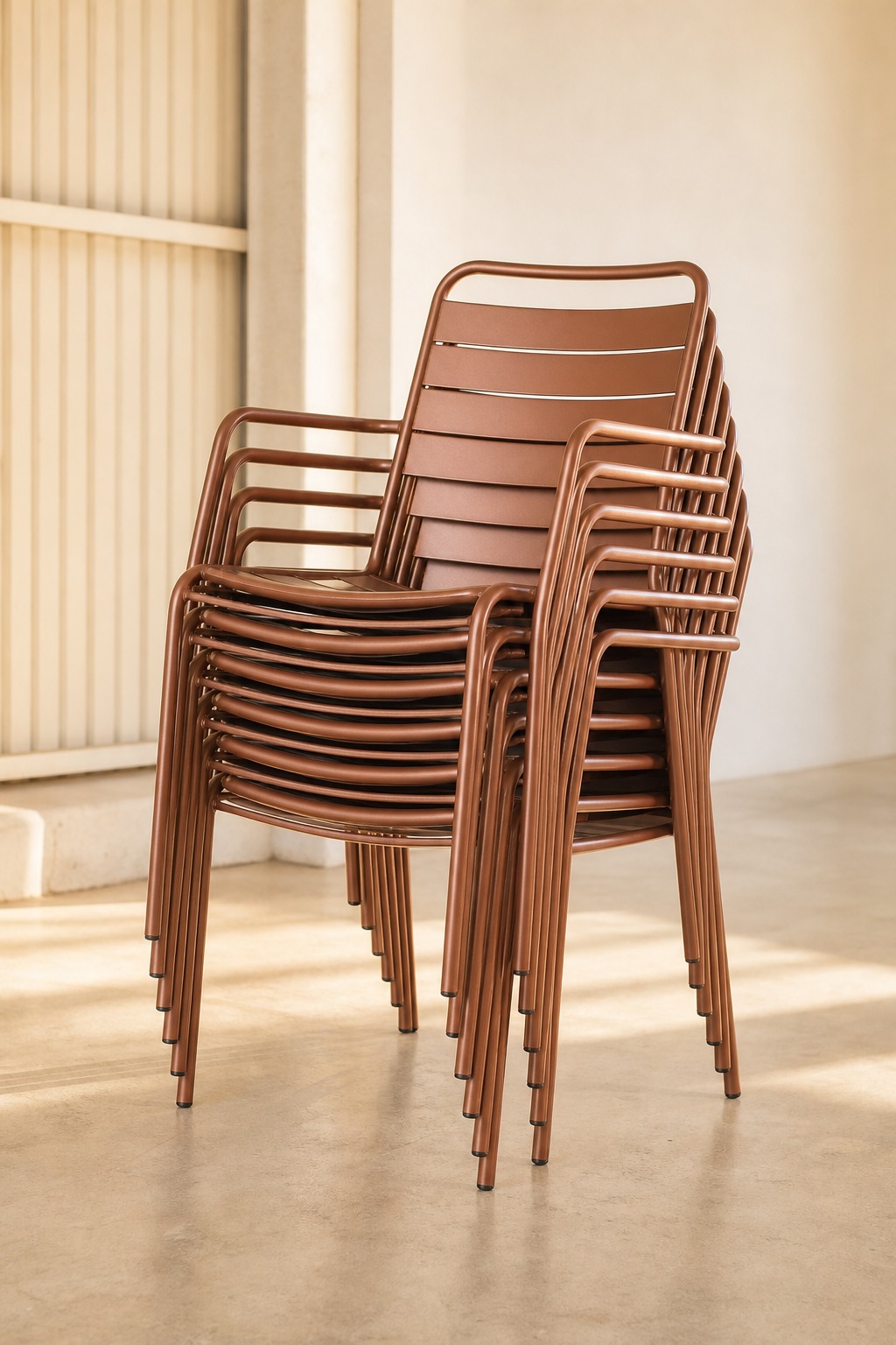 Stacked terrace chairs