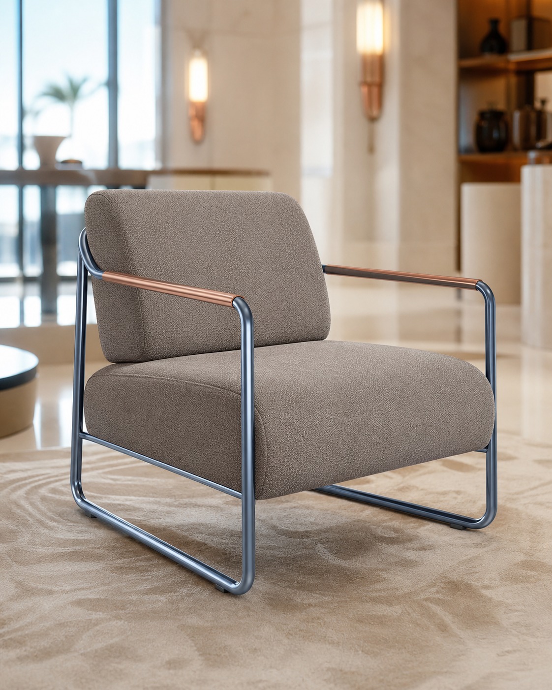 Metal armchair for lounge